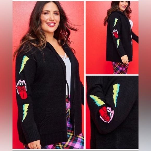 🌹NWT TORRID BETSEY JOHNSON 1X or 2X FRONT ZIP HOODIE SWEATER JACKET - Picture 7 of 14